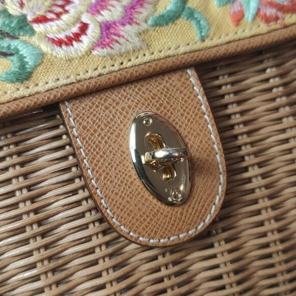 Eric Javits Embroidered Wicker Straw Handle Bag- Womens- Multicolor - Picture 3 of 10